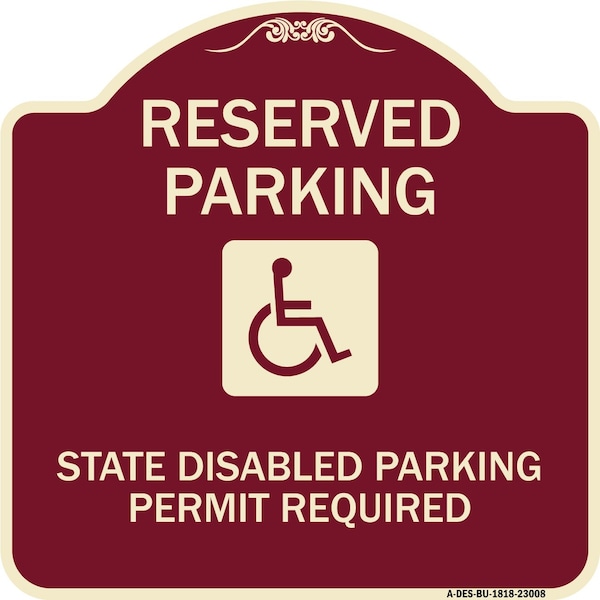 Reserved Parking State Disabled Parking Permit Required Heavy-Gauge Alum, 18" x 18", BU-1818-23008